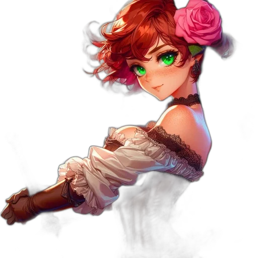 staff, dress, flower, weapon, fantasy art, concept art, pixel art, anime transparent PNG cut-out