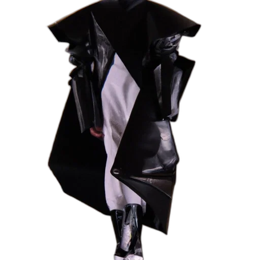 jacket, umbrella, robot, mask, 3d render, concept art, cyberpunk, dark transparent PNG cut-out