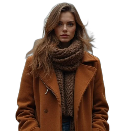 jacket, hair, staff, photorealistic transparent PNG cut-out