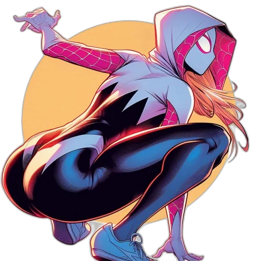 jacket, comic book art, concept art, pixel art, cartoon, illustrated, superheroine, striking transparent PNG cut-out