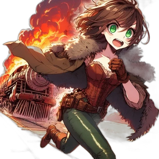 weapon, jacket, dragon, staff, fantasy art, concept art, anime, comic book art transparent PNG cut-out