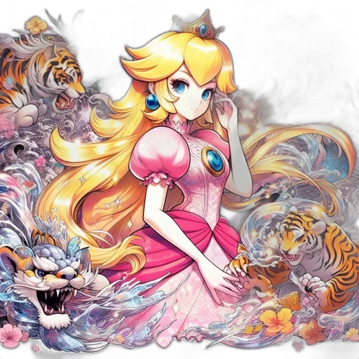 dress, animal, dragon, crown, fantasy art, anime, concept art, watercolor transparent PNG cut-out