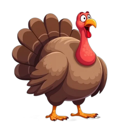 animal, cartoon, turkey, large, round, body, short, legs transparent PNG cut-out