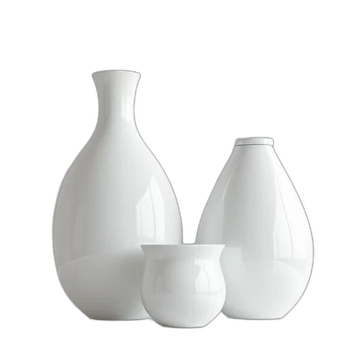bottle, furniture, 3d render, photorealistic, monochrome, three, white, vases transparent PNG cut-out
