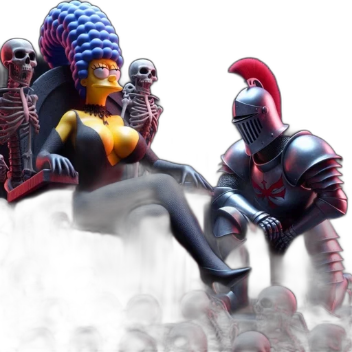 concept art, 3d render, comic book art, outer space, sinister, atmosphere, marge, simpson-like transparent PNG cut-out