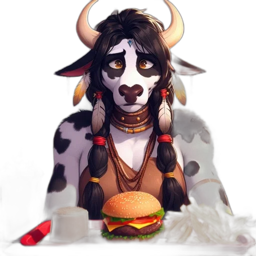 food, animal, concept art, fantasy art, pixel art, watercolor, anthropomorphic, cow transparent PNG cut-out