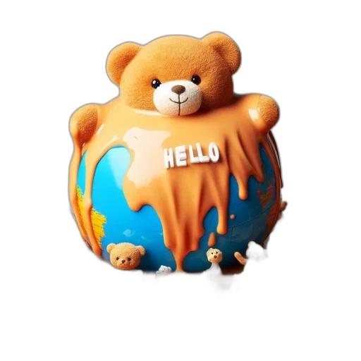 creature, 3d render, concept art, pixel art, teddy, bear, sits, atop transparent PNG cut-out