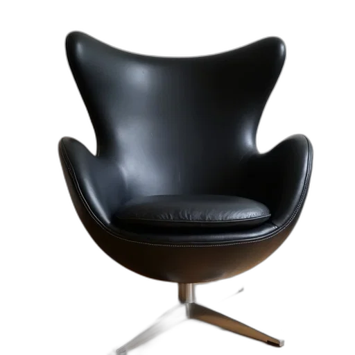 furniture, crown, 3d render, photorealistic, black, leather, chair, high transparent PNG cut-out