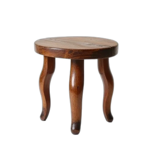 furniture, 3d render, rustic, wooden, stool, flat, top, three transparent PNG cut-out