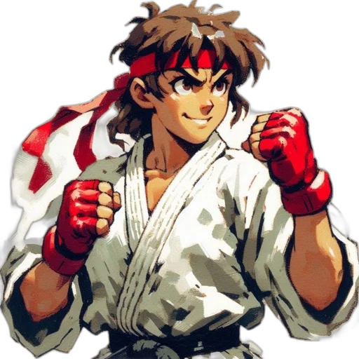 staff, pixel art, anime, concept art, photorealistic, determined, fighter, white transparent PNG cut-out