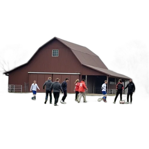 building, staff, umbrella, 3d render, concept art, photorealistic, snow, fog transparent PNG cut-out