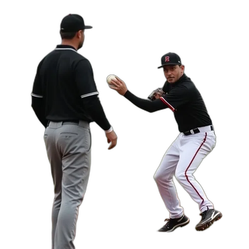 baseball, player, black, shirt, white, pants, throwing, ball transparent PNG cut-out