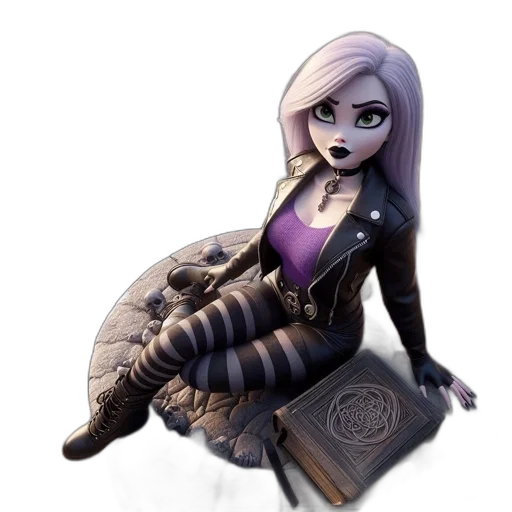 dress, concept art, fantasy art, comic book art, 3d render, dark, monochrome, animated transparent PNG cut-out