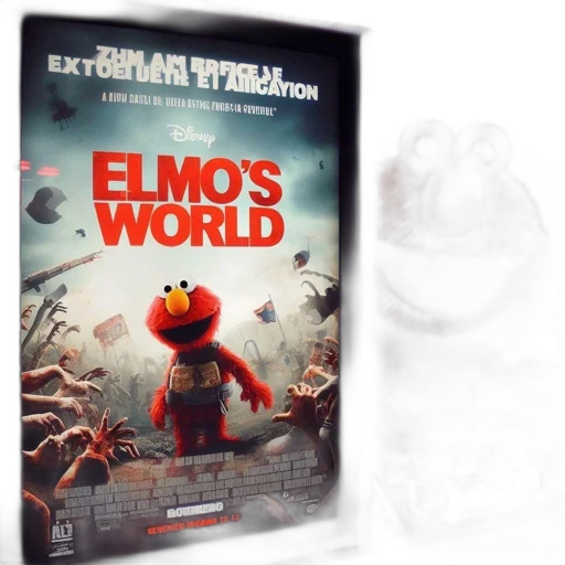 poster, animated, film, elmo, world, featuring, destroyed, background transparent PNG cut-out