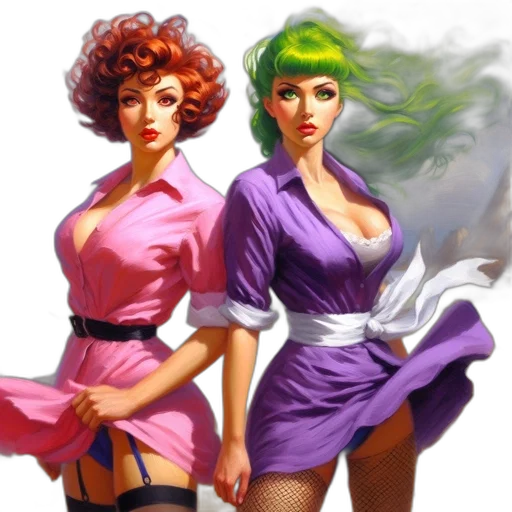 dress, comic book art, concept art, fantasy art, photorealistic, green, neon, colorful transparent PNG cut-out
