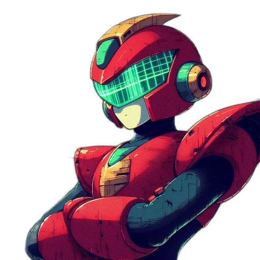 robot, mask, face, concept art, pixel art, comic book art, 3d render, red transparent PNG cut-out