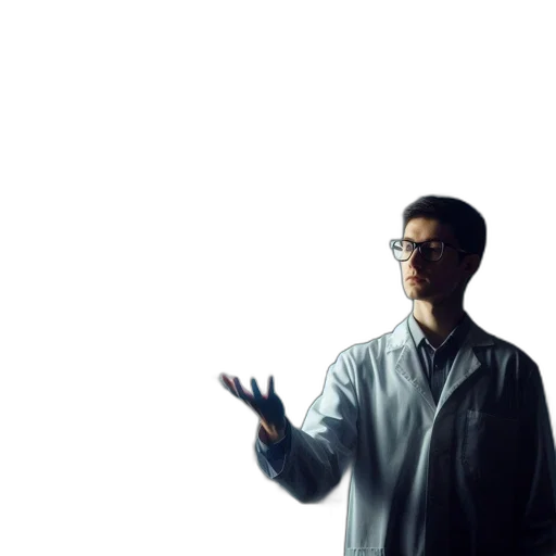 staff, jacket, robot, umbrella, 3d render, concept art, photorealistic, vaporwave transparent PNG cut-out