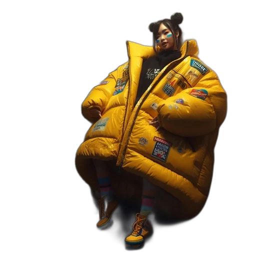 jacket, animal, creature, dress, concept art, 3d render, cyberpunk, individual transparent PNG cut-out