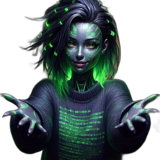 robot, jacket, creature, face, cyberpunk, pixel art, fantasy art, concept art transparent PNG cut-out