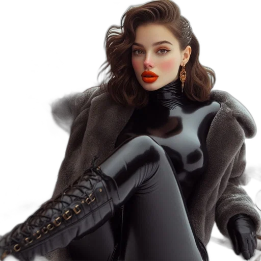 jacket, photorealistic, fantasy art, concept art, 3d render, dark, monochrome, woman transparent PNG cut-out
