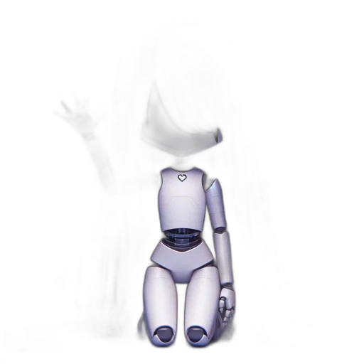 robot, creature, animal, staff, 3d render, concept art, cartoon, vaporwave transparent PNG cut-out