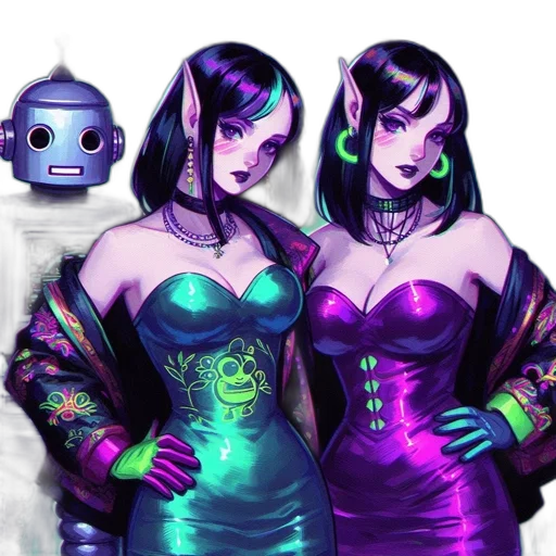 robot, mask, concept art, cyberpunk, fantasy art, comic book art, neon lights, neon transparent PNG cut-out