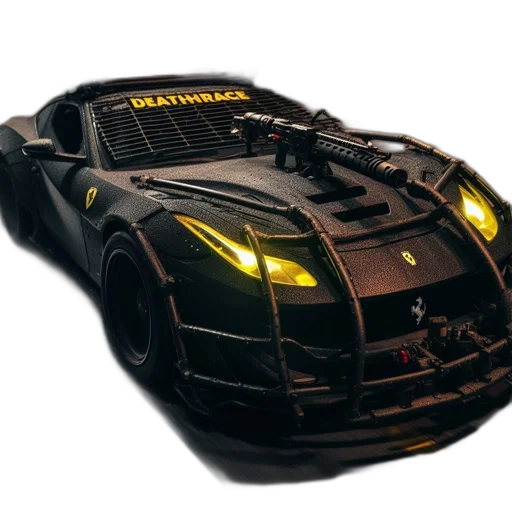 car, weapon, dragon, 3d render, concept art, photorealistic, cyberpunk, golden transparent PNG cut-out