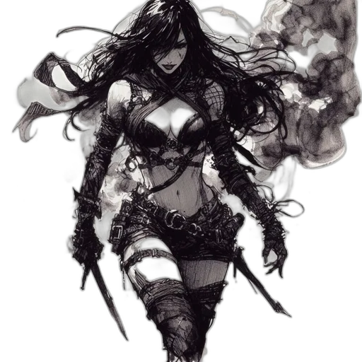 weapon, comic book art, fantasy art, concept art, pencil sketch, fire, dark, monochrome transparent PNG cut-out