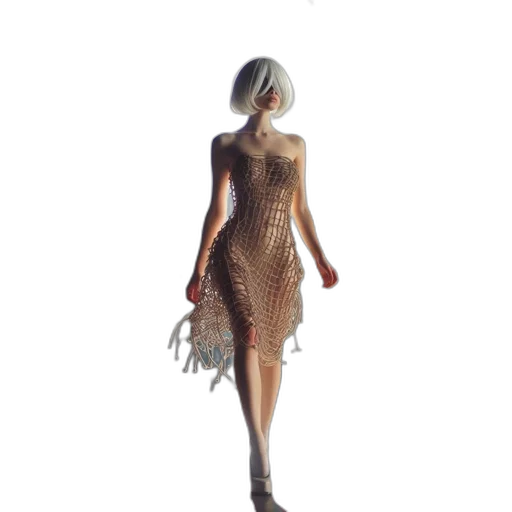 dress, jewelry, 3d render, concept art, woman, walks, runway, dressed transparent PNG cut-out
