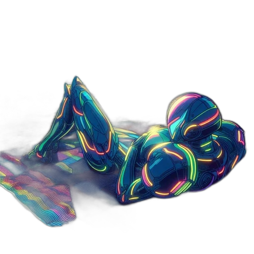 shoes, mask, hair, creature, 3d render, concept art, vaporwave, fantasy art transparent PNG cut-out