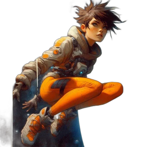 jacket, robot, sword, concept art, fantasy art, pixel art, comic book art, outer space transparent PNG cut-out