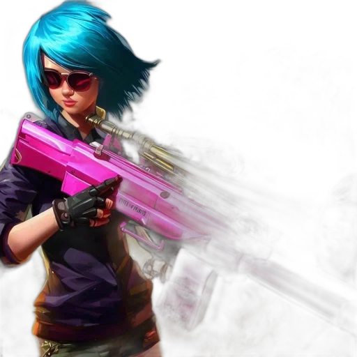 weapon, cyberpunk, concept art, fantasy art, photorealistic, neon, colorful, blue transparent PNG cut-out