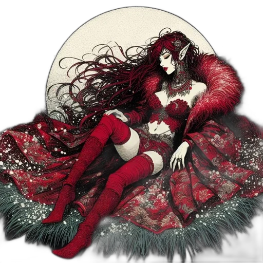 dress, fantasy art, concept art, comic book art, pixel art, red, dark, monochrome transparent PNG cut-out