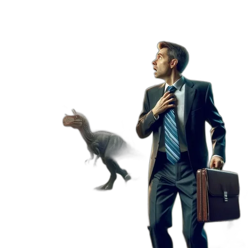 staff, concept art, businessman, suit, briefcase, hand, stands, prehistoric transparent PNG cut-out