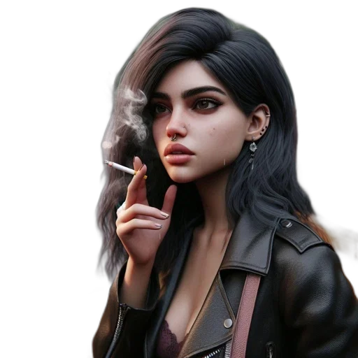 jacket, face, weapon, concept art, photorealistic, fantasy art, cyberpunk, neon lights transparent PNG cut-out