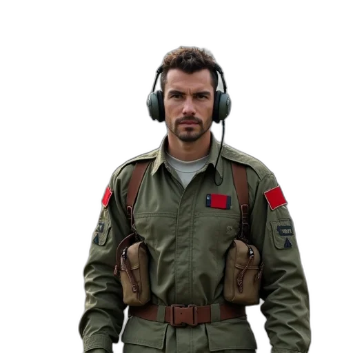 jacket, staff, concept art, photorealistic, person, military, attire, stands transparent PNG cut-out