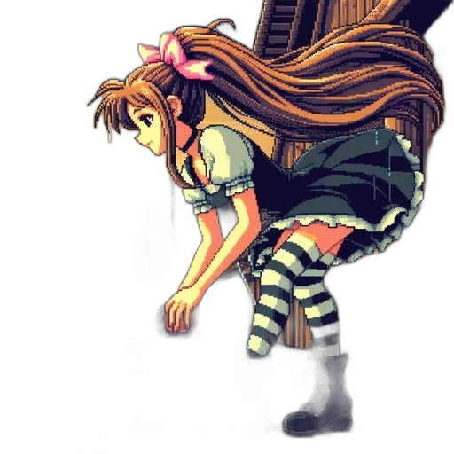 hair, dress, creature, robot, anime, concept art, pixel art, watercolor transparent PNG cut-out