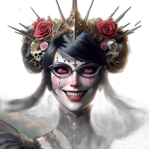 mask, crown, face, fantasy art, concept art, photorealistic, comic book art, dark transparent PNG cut-out