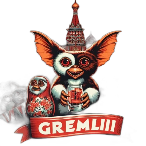 concept art, 3d render, large, gremlin-like, creature, holds, teacup, amidst transparent PNG cut-out