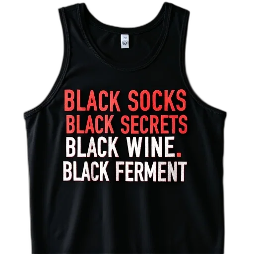 black, tank, top, graphic, design, front, reads, socks transparent PNG cut-out