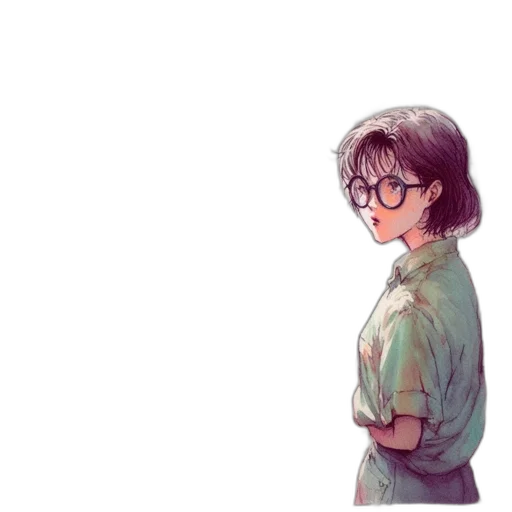 jacket, staff, dress, face, watercolor, anime, concept art, cartoon transparent PNG cut-out