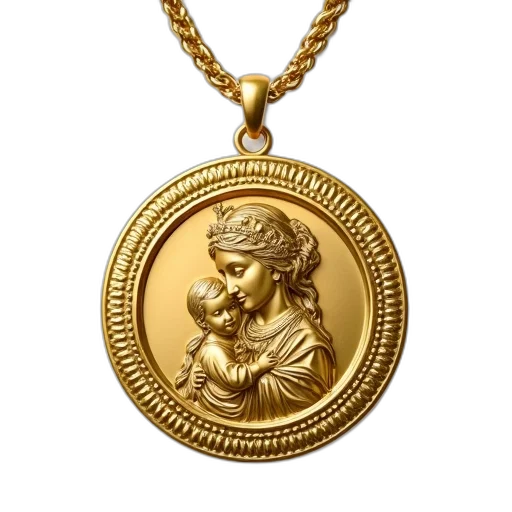 jewelry, gold, pendant, detailed, design, featuring, central, figure transparent PNG cut-out