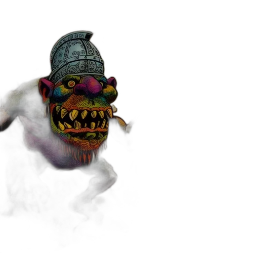 mask, creature, staff, robot, concept art, 3d render, fantasy art, pixel art transparent PNG cut-out