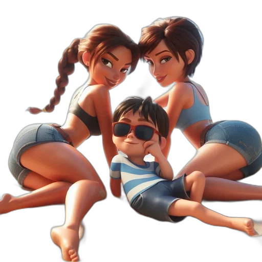 3d render, concept art, cartoon, photorealistic, three, animated, characters, pose transparent PNG cut-out