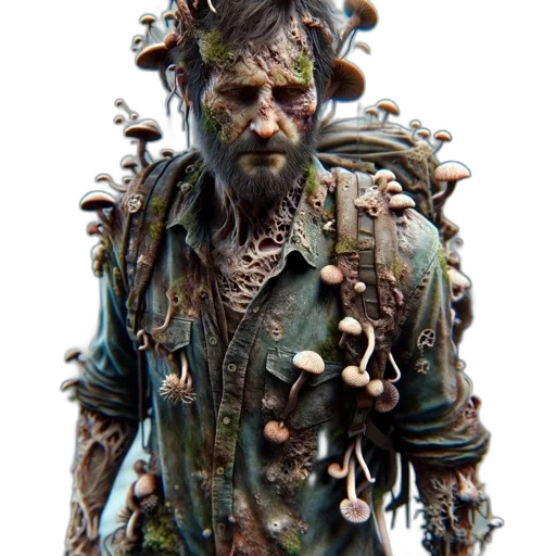 jacket, staff, creature, concept art, 3d render, photorealistic, fantasy art, green transparent PNG cut-out