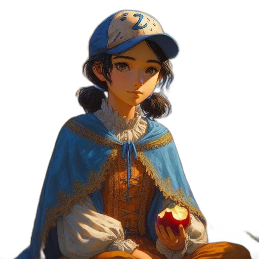 crown, staff, dress, food, fantasy art, concept art, oil painting, pixel art transparent PNG cut-out