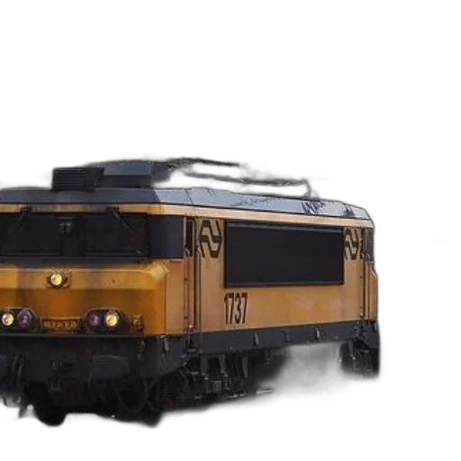 3d render, photorealistic, concept art, earth tones, yellow, train, number, 1737 transparent PNG cut-out