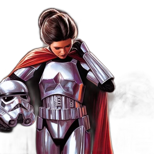 comic book art, concept art, photorealistic, fantasy art, woman, silver, armor, holds transparent PNG cut-out