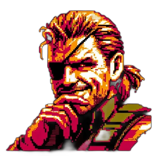 face, jacket, pixel art, comic book art, cyberpunk, concept art, red, pixel transparent PNG cut-out