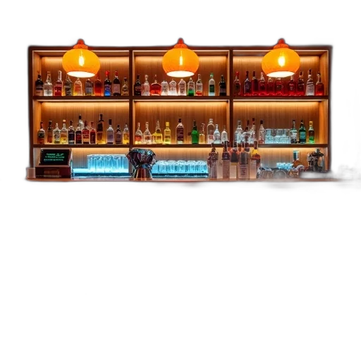 staff, furniture, bottle, crown, 3d render, photorealistic, neon lights, first transparent PNG cut-out